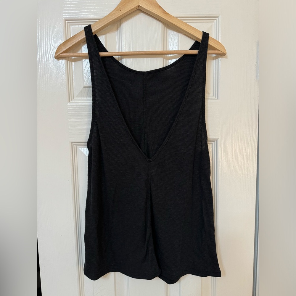 Free People deep-V back tank (black)